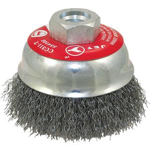 High Performance Crimped Cup Brush - 3-1/4", 0.014", Steel, 5/8"-11, Rust/Paint Removal, Cleaning, Deburring, Crimped Wire, 11500 RPM, Angle Grinder