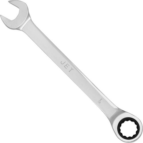 Non-Reversible Long Pattern Ratcheting Combination Wrench - 5-3/5", 9 mm, Chrome, Plain