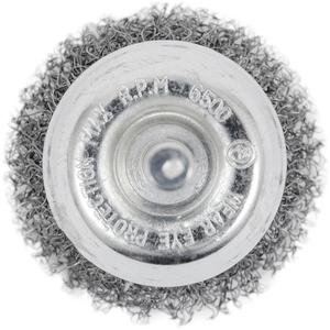 Shaft-Mounted Crimped Cup Brush - 2", 0.008", Aluminum, 1/4"