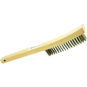 4LHSS 4-Row Long Handle Hand Wire Scratch Brush - 6", 13-3/4", 4 x 19, 1-1/8", Stainless Steel, Long Handle, 15/16"