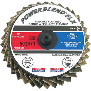 Powerblend FLX Roll-on Flap Disc - 010-LPOD858 - Z40, 3", Zirconia Alumina, R, Stainless Steel, Steel, 20,000 RPM