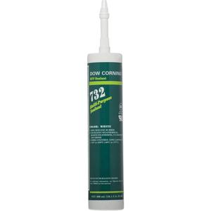 Dowsil™ 732 Multi-Purpose Silicone Sealant - 300 ml, White, Cartridge, 1 - 7 Days, 20 min., 335 PSI, '-60 - 180 °C