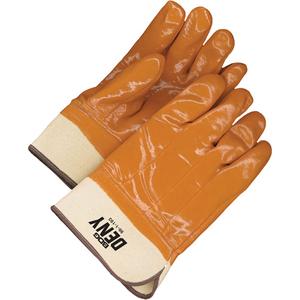 Deny™ Gloves with Safety Cuff - One Size, Non-Knit, Cotton, PVC, Full Dip, Unlined