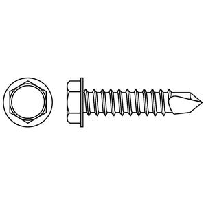 Self Drill Hex Washer - No Grade, Tapping, #10, 1", Stainless Steel, 100