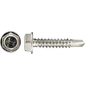 100-Piece Drill-X® Hex HD Tapping Screws - #12, 1-1/4", Zinc Plated, Steel, Hex Washer, Hex, #12