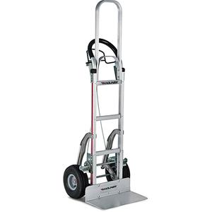 Y-Cable Brake Hand Trucks - Continuous, Aluminum, 18" W x 9" D, Pneumatic, 10" H x 3" W, 500 lbs., 60", 21", Silver