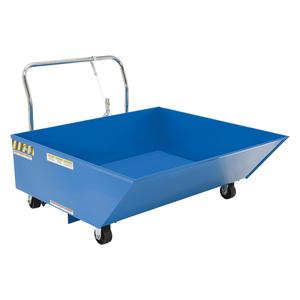 Low Profile Parts Hopper - 1/2 cu.yd., 10 ga., Steel, Blue, 90°, Phenolic, 34", 54-1/4"