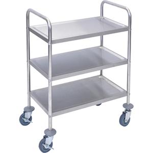 Shelf Cart - 3, 16", 35", 26", Stainless Steel, Knocked Down, Lip Up, Rubber, 200 lbs.