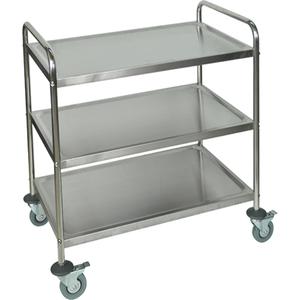 Shelf Cart - 3, 21", 37", 23-1/2", Stainless Steel, Knocked Down, Lip Up, Rubber, 200 lbs.