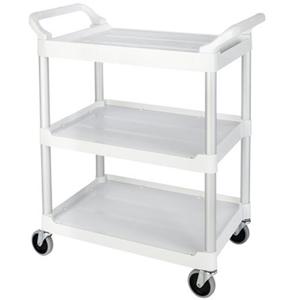 Service Utility Cart - 3, 200 lbs., Polypropylene, 33", 37", 18", Rubber, Knocked Down, Off-White
