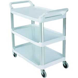 Open-Sided Shelf Cart - 3, 300 lbs., Plastic, 40", 37", 20", Rubber, Knocked Down