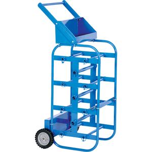 Portable Wire Reel Caddy - 150 lbs., Steel, 19-1/2", 43-1/4", 17-1/2", Knocked-Down, 11, 17.75" W x 19.5" L x 43.25" H, 43.5", (3) Large 1-1/6" W x 14" L, (8) Small 3/4" W x 7" L