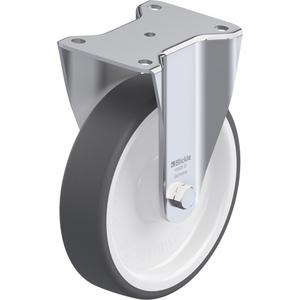 Caster - 7-7/8" (200 mm), 1760 lbs. (798.32 kg.), Polyurethane, Rigid, Steel, 2" (50.8 mm), 4-1/8" x 3" (105 mm x 76 mm), 7/16" (11 mm), 5-1/2" x 4-1/3" (140 mm x 110 mm), Natural White, Roller