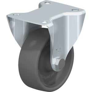 Caster - 4" (101.6 mm), 550 lbs. (249.5 kg.), Heat-Resistant Thermoplastic, Rigid, Steel, 1-1/2" (38 mm), 3-1/8" x 2-3/8" (80 mm x 60 mm), 3/8" (9.52 mm), 3-15/16" x 3-3/8" (100 mm x 85 mm), Dark Grey