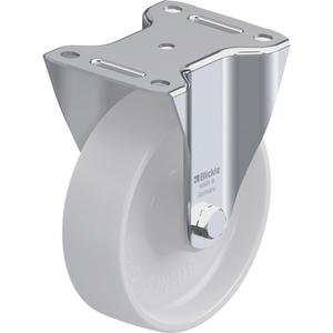 Caster - 6-5/16" (160.3375 mm), 880 lbs. (400 kg.), Nylon, Rigid, Steel, 2" (50.8 mm), 4-1/8" x 3" (105 mm x 76 mm), 7/16" (11 mm), 5-1/2" x 4-1/3" (140 mm x 110 mm), Natural White, Roller