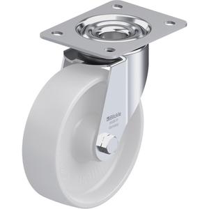 Caster - 6-5/16" (160.3375 mm), 660 lbs. (300 kg.), Nylon, Swivel, Steel, 2" (50.8 mm), 4-1/8" x 3" (105 mm x 76 mm), 7/16" (11 mm), 5-1/2" x 4-1/3" (140 mm x 110 mm), Natural White, Roller
