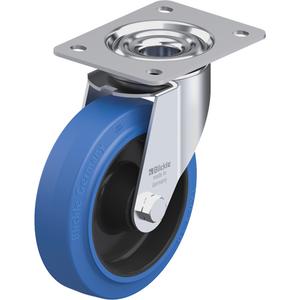 Caster - 6-5/16" (160.3375 mm), 660 lbs. (300 kg.), Hard Rubber, Swivel, Steel, 2" (50.8 mm), 4-1/8" x 3" (105 mm x 76 mm), 7/16" (11 mm), 5-1/2" x 4-1/3" (140 mm x 110 mm), Black, Roller, 65° Shore A