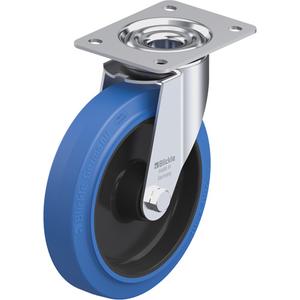 Caster - 7-7/8" (200 mm), 660 lbs. (300 kg.), Hard Rubber, Swivel, Steel, 2" (50.8 mm), 4-1/8" x 3" (105 mm x 76 mm), 7/16" (11 mm), 5-1/2" x 4-1/3" (140 mm x 110 mm), Black, Roller, 65° Shore A