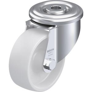 Nylon Caster - 3-1/8" (79.375 mm), 330 lbs. (149.685 kg.), Nylon, Swivel, Steel, 1-5/16" (33.34 mm), Bolt Hole Fitting, 1/2" (13 mm), 0", Natural White, 2-3/4" (70 mm), Plain Bore, 70° Shore D