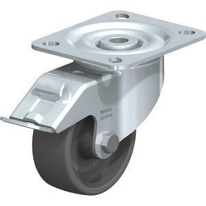 Caster - 3-1/8" (79.5 mm), 330 lbs. (150 kg.), Heat-Resistant Thermoplastic, Swivel with Brake, Steel, 1-5/16" (33 mm), 3-1/8" x 2-3/8" (80 mm x 60 mm), 3/8" (9.52 mm), 3-15/16" x 3-3/8" (100 mm x 85 mm)