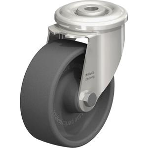Heat-Resistant Thermoplastic Caster - 4", 330 lbs. (149.685 kg.), Heat-Resistant Thermoplastic, Swivel, Steel, 1-1/2" (38.1 mm), Bolt Hole Fitting, 1/2" (13 mm), 0", 2-3/4" (70 mm), Dark Grey, Plain Bore
