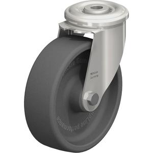 Heat-Resistant Thermoplastic Caster - 5", 330 lbs. (149.685 kg.), Heat-Resistant Thermoplastic, Swivel, Steel, 1-9/16" (39.68 mm), Bolt Hole Fitting, 1/2" (13 mm), 0", Dark Grey, 2-3/4" (70 mm), Plain Bore