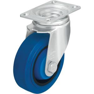 Caster - 4" (101.6 mm), 400 lbs. (181 kg.), Hard Rubber, Swivel, Steel, 1-3/8" (35 mm), 3-1/8" x 2-3/8" (80 mm x 60 mm), 5/16" (7.93 mm), 3-5/8" x 2-1/2" (92 mm x 63.5 mm), Black, Ball, 65° Shore A