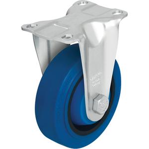 Caster - 4" (101.6 mm), 400 lbs. (181 kg.), Hard Rubber, Rigid, Steel, 1-3/8" (35 mm), 4-1/8" x 3" (105 mm x 76 mm), 5/16" (7.93 mm), 3-5/8" x 2-1/2" (92 mm x 63.5 mm), Black, Ball, 65° Shore A