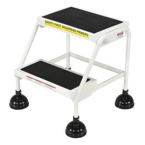Stop-Step Ladders - 2, 18-9/16", 11", 16", Steel, Anti-Skid, 300 lbs., White, 58°