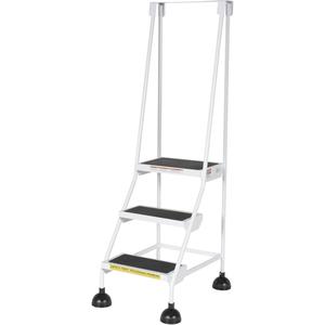 Stop-Step Ladders - 3, 28-11/16", 11", 16", Steel, Anti-Skid, 300 lbs., White, 58°