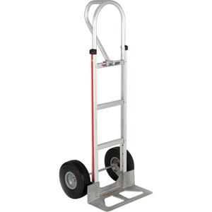 Straight Back Hand Truck - P-Handle, Aluminum, 18" W x 7-1/2" D, Pneumatic, 10" H x 3" W, 500 lbs., 52", 21"
