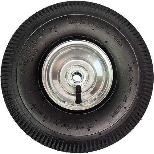 Replacement Pneumatic Tire for Hand Truck - 10" (254 mm), 350 lbs., Ball, 3-1/2" (88.9 mm), 5/8", 3-1/4", Cast Aluminum - Image 2