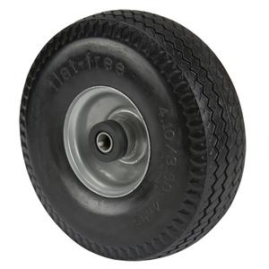 Flat Free Wheel - 10" (254 mm), 300 lbs. (136 kg.), Ball, 5/8", 3-1/2" (88 mm), '-20°F to 130°F, 90 - 98 A scale, Sawtooth, Center
