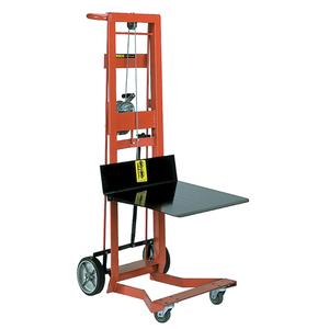 Platform Lift Stacker - 750 lbs., 20" W x 16" D, 5-3/4", 40", Hand Winch, 10", 22.5" W x 48.5" H x 32" D