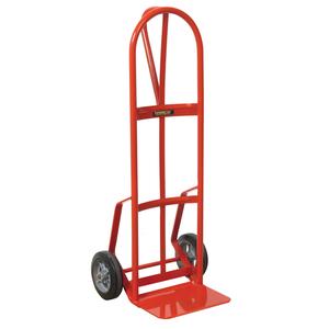 Hand Truck with Reinforced Noseplate - 126DRN-HB - P-Handle, Steel, 14" W x 7-1/2" D, Mold on Rubber, 8" H x 2" W, 800 lbs., 51", 19-5/8"