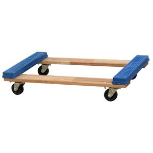 Open Deck Rubber Ends Dolly - Wood, 900 lbs., 18", 30", 6", Rubber