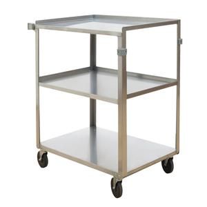 Shelf Carts - 3, 18", 32", 27-3/8", Stainless Steel, All-Welded, Lip Up, Rubber, 500 lbs., 31"W x 19"D x 32"H, 13" (top) / 14-1/2" (bottom), 4", 166 lbs.