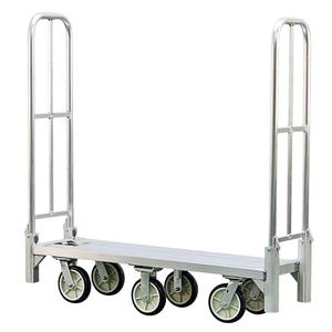 Aluminum U-Boat Folding Bulk Delivery Cart - 18", 61", 63", 1200 lbs., Corner Standard, 8", Polyurethane, Smooth, 63", 18"W x 17"H x 61"L