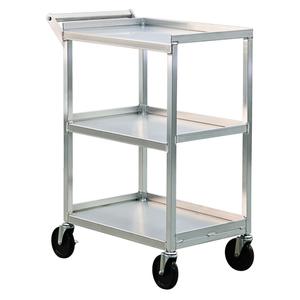 Utility Cart - 3, 16-1/2", 39", 27-3/4", Aluminum, All-Welded, Lip Down, Polyolefin, 350 lbs., 16-1/2"W x 24"D, 13"