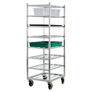 Shelf Cart - 8, 20-7/8", 67", 27", Aluminum, All-Welded, Lip Down, Polyolefin, 600 lbs., 7-1/4"