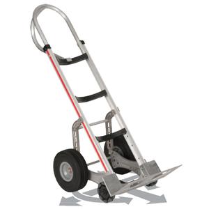 Self-Stabilizing Hand Truck - P-Handle, Aluminum, 18'' W x 7-1/2'' D, Micro-Foam, 10'' H x 3'' W, 500 lbs., 55'', 21'', Double Row, Curved