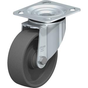 Impact-Resistant Caster - 5" (127 mm), 660 lbs. (300 kg.), Nylon, Swivel, Steel, 1-9/16" (40 mm), 2-5/8" x 3-5/8" (67 mm x 92 mm) - 3" x 3" (76 mm x 76 mm), 3/8" (9.52 mm), 4" x 4-1/2" (102 mm x 114 mm)