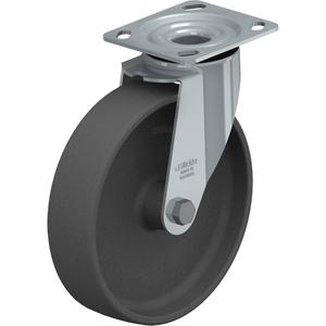 Impact-Resistant Caster - 8" (203.2 mm), 660 lbs. (300 kg.), Nylon, Swivel, Steel, 2" (50.8 mm), 2-5/8" x 3-5/8" (67 mm x 92 mm) - 3" x 3" (76 mm x 76 mm), 3/8" (9.52 mm), 4" x 4-1/2" (102 mm x 114 mm)