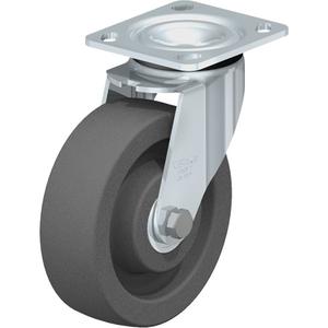 Impact-Resistant Caster - 6-5/16" (160.3375 mm), 1250 lbs. (567 kg.), Nylon, Swivel, Steel, 2" (50.8 mm), 2-5/8" x 3-5/8" (67 mm x 92 mm) - 3" x 3" (76 mm x 76 mm), 3/8" (9.52 mm), 4" x 4-1/2" (102 mm x 114 mm)