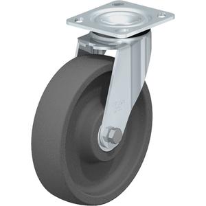 Impact-Resistant Caster - 8" (203.2 mm), 1250 lbs. (567 kg.), Nylon, Swivel, Steel, 2" (50.8 mm), 2-5/8" x 3-5/8" (67 mm x 92 mm) - 3" x 3" (76 mm x 76 mm), 3/8" (9.52 mm), 4" x 4-1/2" (102 mm x 114 mm)
