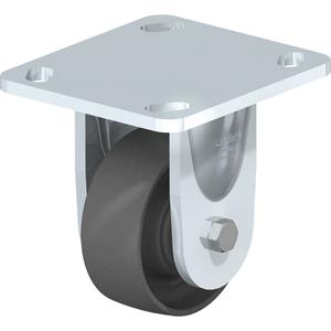 Impact-Resistant Caster - 3-1/8" (79.5 mm), 350 lbs. (158.8 kg.), Nylon, Rigid, Steel, 1-7/16" (37 mm), 2-5/8" x 3-5/8" (67 mm x 92 mm) - 3" x 3" (76 mm x 76 mm), 3/8" (9.52 mm), 4" x 4-1/2" (102 mm x 114 mm)