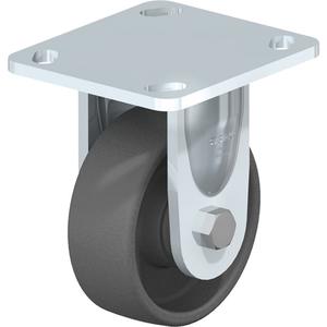 Impact-Resistant Caster - 4" (101.6 mm), 615 lbs. (280 kg.), Nylon, Rigid, Steel, 1-7/16" (37 mm), 2-5/8" x 3-5/8" (67 mm x 92 mm) - 3" x 3" (76 mm x 76 mm), 3/8" (9.52 mm), 4" x 4-1/2" (102 mm x 114 mm)