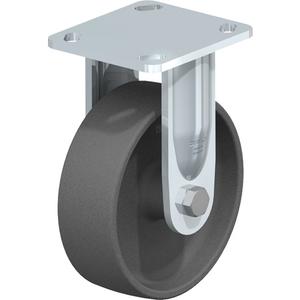 Impact-Resistant Caster - 6" (152.4 mm), 660 lbs. (300 kg.), Nylon, Rigid, Steel, 2" (50.8 mm), 2-5/8" x 3-5/8" (67 mm x 92 mm) - 3" x 3" (76 mm x 76 mm), 3/8" (9.52 mm), 4" x 4-1/2" (102 mm x 114 mm)