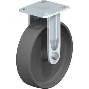 Impact-Resistant Caster - 8" (203.2 mm), 660 lbs. (300 kg.), Nylon, Rigid, Steel, 2" (50.8 mm), 2-5/8" x 3-5/8" (67 mm x 92 mm) - 3" x 3" (76 mm x 76 mm), 3/8" (9.52 mm), 4" x 4-1/2" (102 mm x 114 mm)