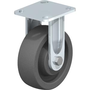 Impact-Resistant Caster - 6" (152.4 mm), 1250 lbs. (567 kg.), Nylon, Rigid, Steel, 2" (50.8 mm), 2-5/8" x 3-5/8" (67 mm x 92 mm) - 3" x 3" (76 mm x 76 mm), 3/8" (9.52 mm), 4" x 4-1/2" (102 mm x 114 mm)